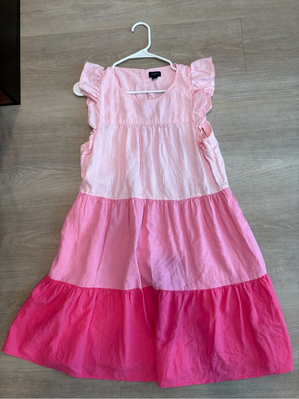 J.Crew Pink Ombre Colorblock Linen Tiered Mini Dress – Size 8